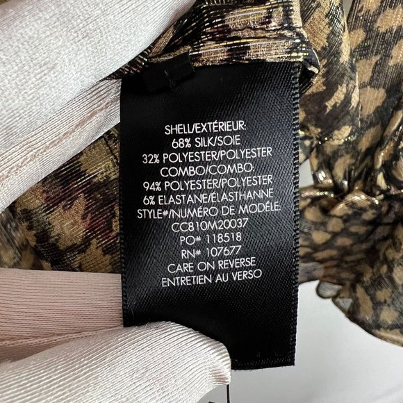 NWT alice + olivia SILK Blend‎ Leopard Print V neck Ruffle Trim Blouse SMALL - Picture 14 of 15